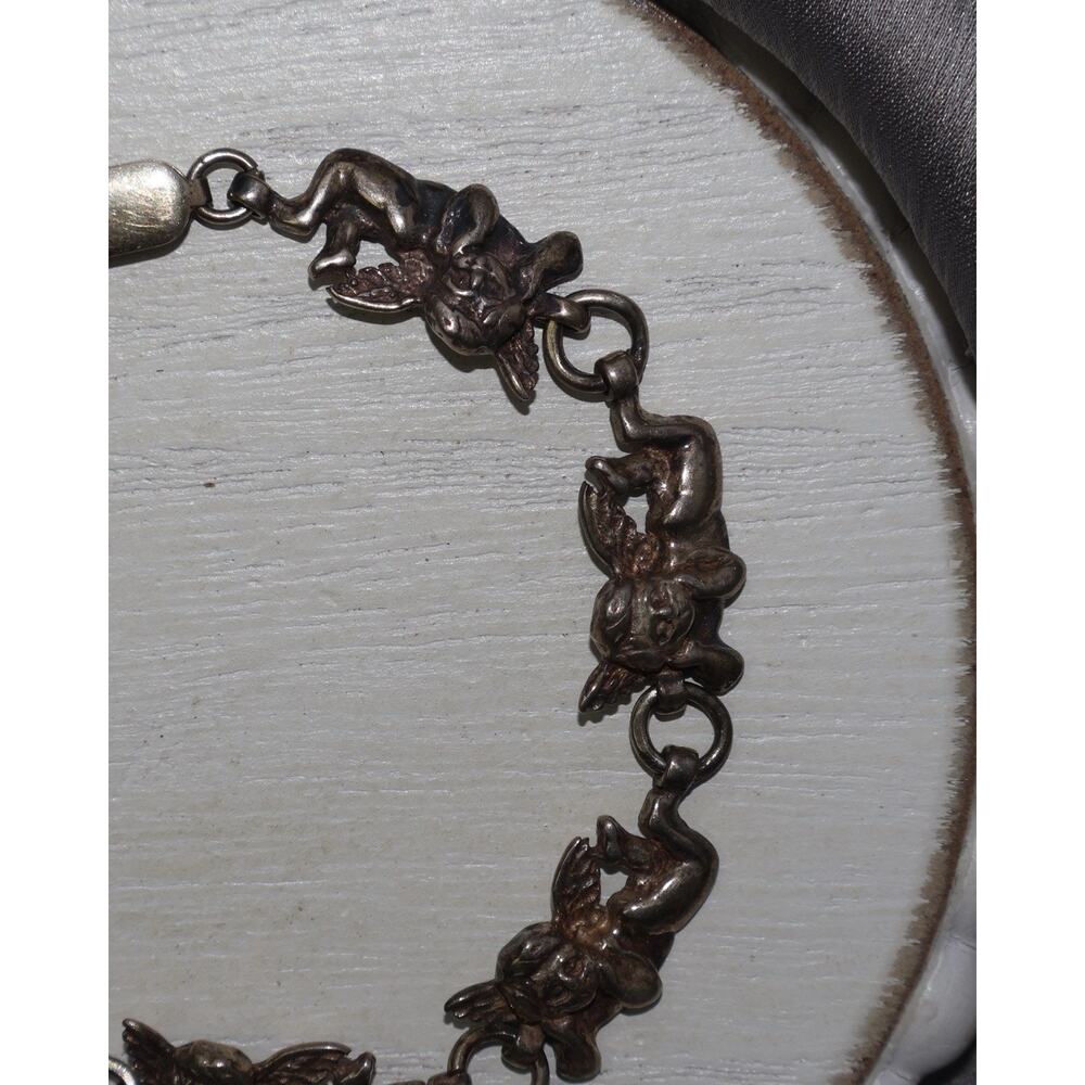 Vintage Sterling Silver Winged Angels Bracelet 12.9G / 7.25in - Picture 3 of 5